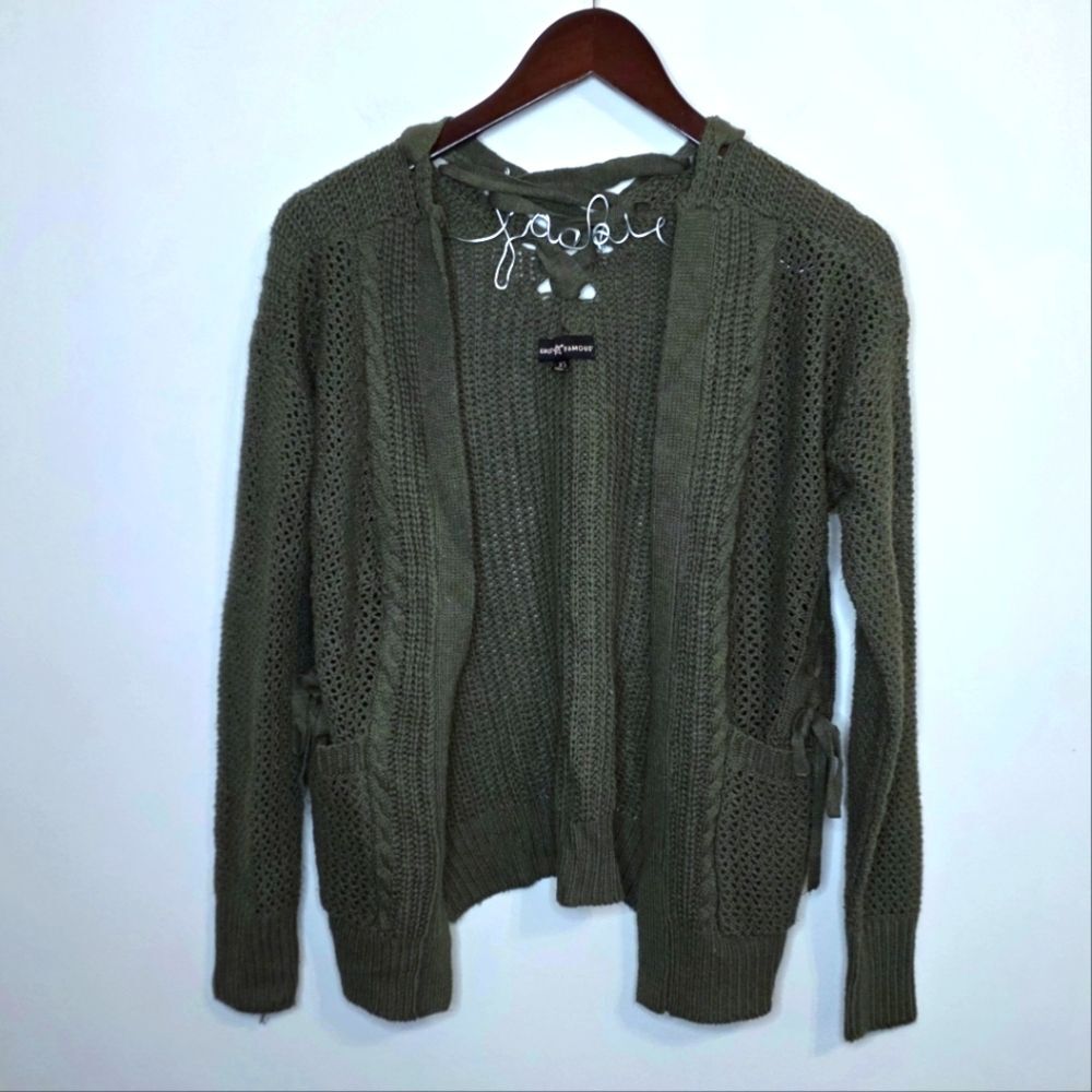 Almost Famous Green Cardigan Sweater Size XS